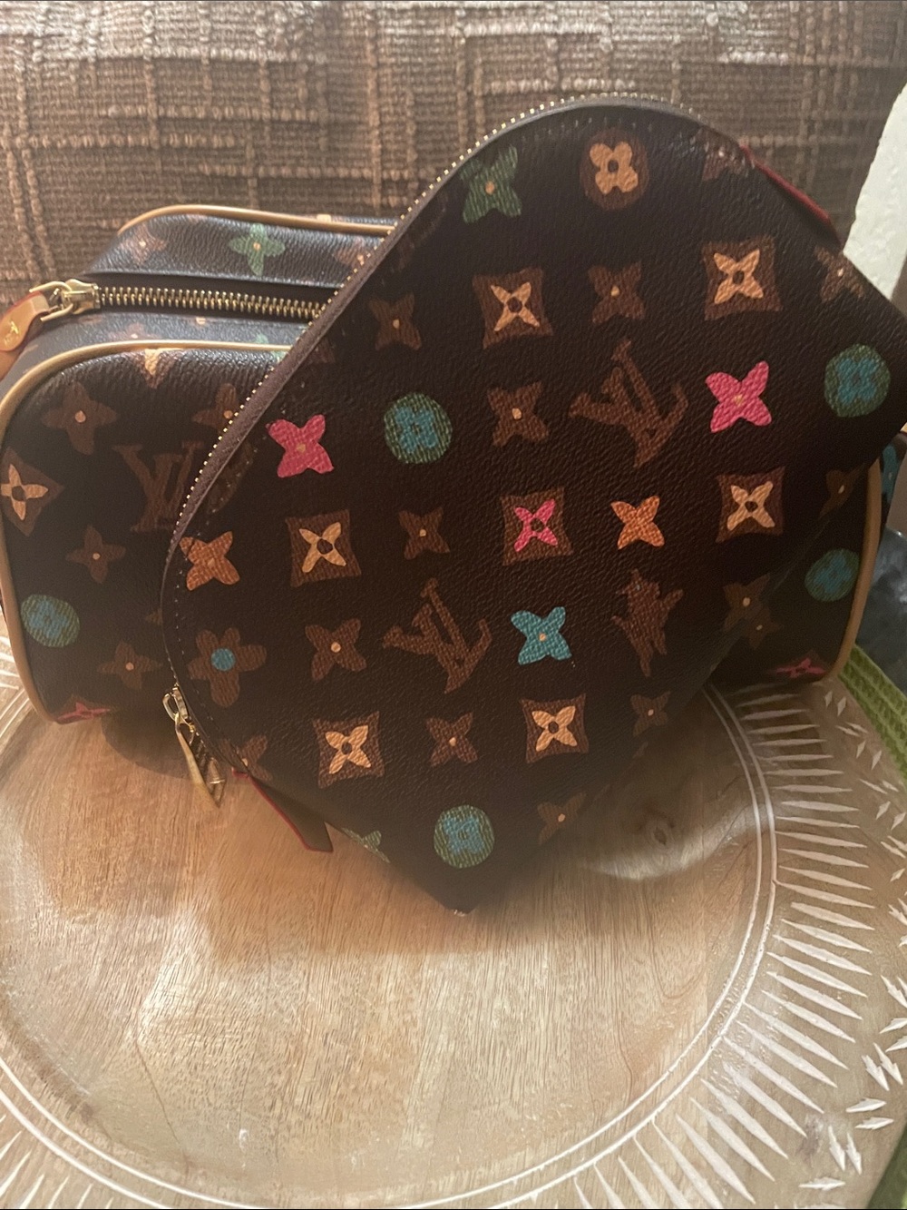 Multicolor Monogram Cosmetic Pouch and travel case- UNBRANDED